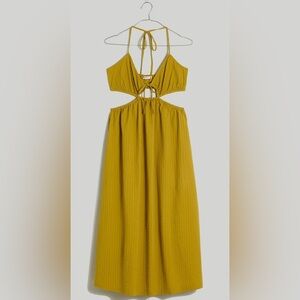 Madewell Seersucker Tie-Front Cutout Midi Dress, Size L